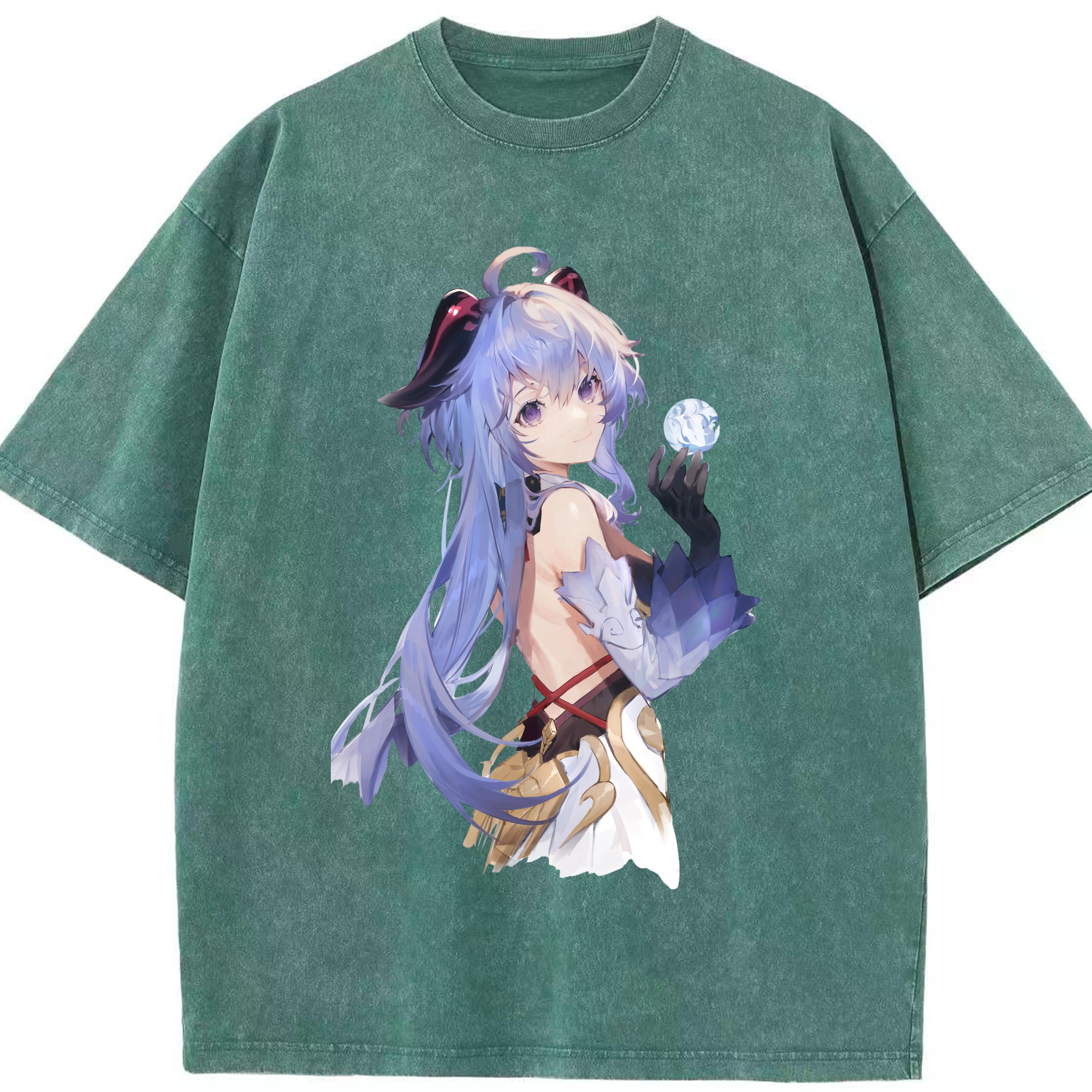 げんし神 甘雨 かんう genshin Ganyu 綿100% ヴィンテージ風 半袖Tシャツ（フロントプリント）